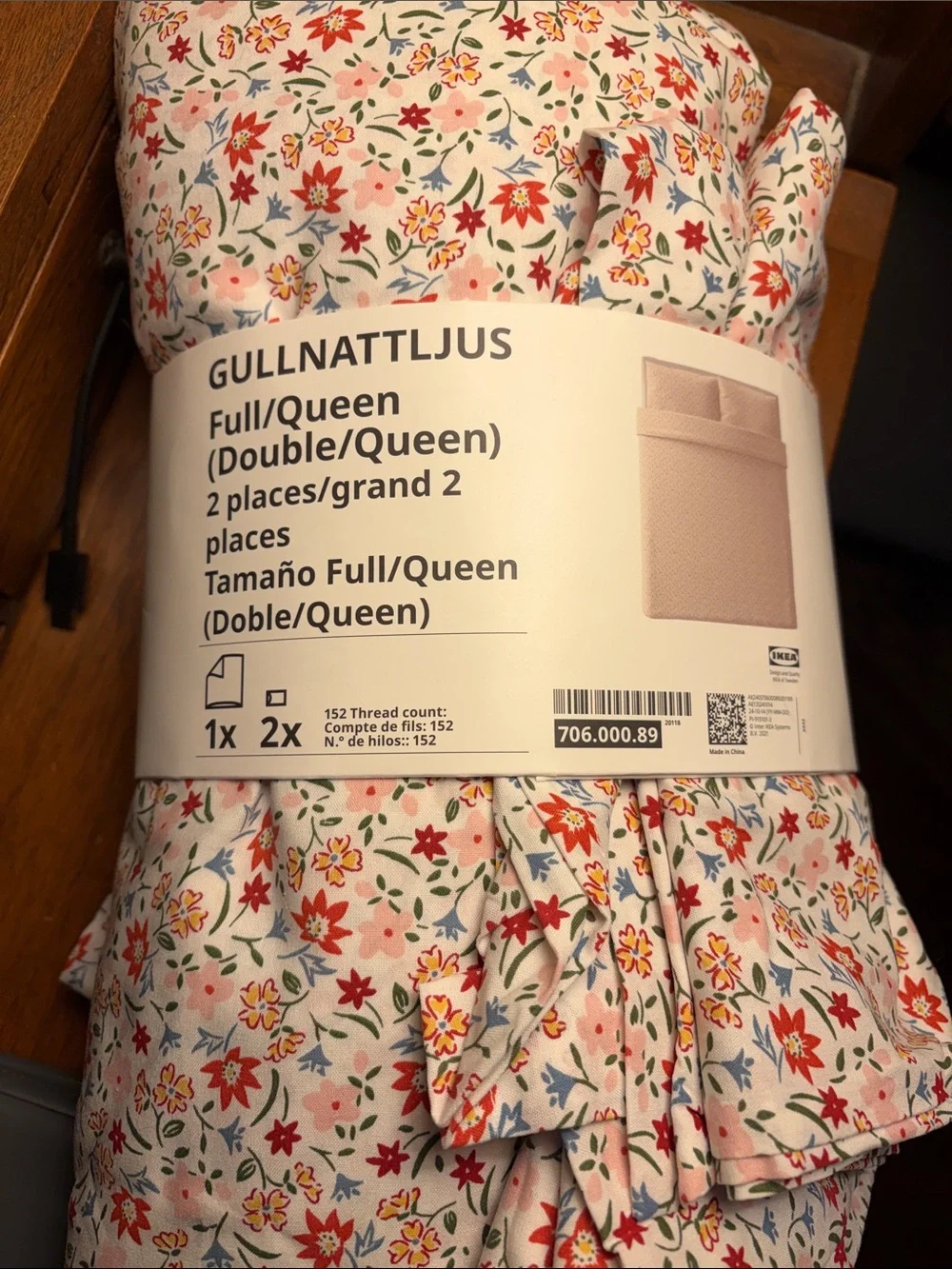 Ikea JATTELILJA Full/Queen Duvet cover & pillowcase white/floral patterned - NEW
